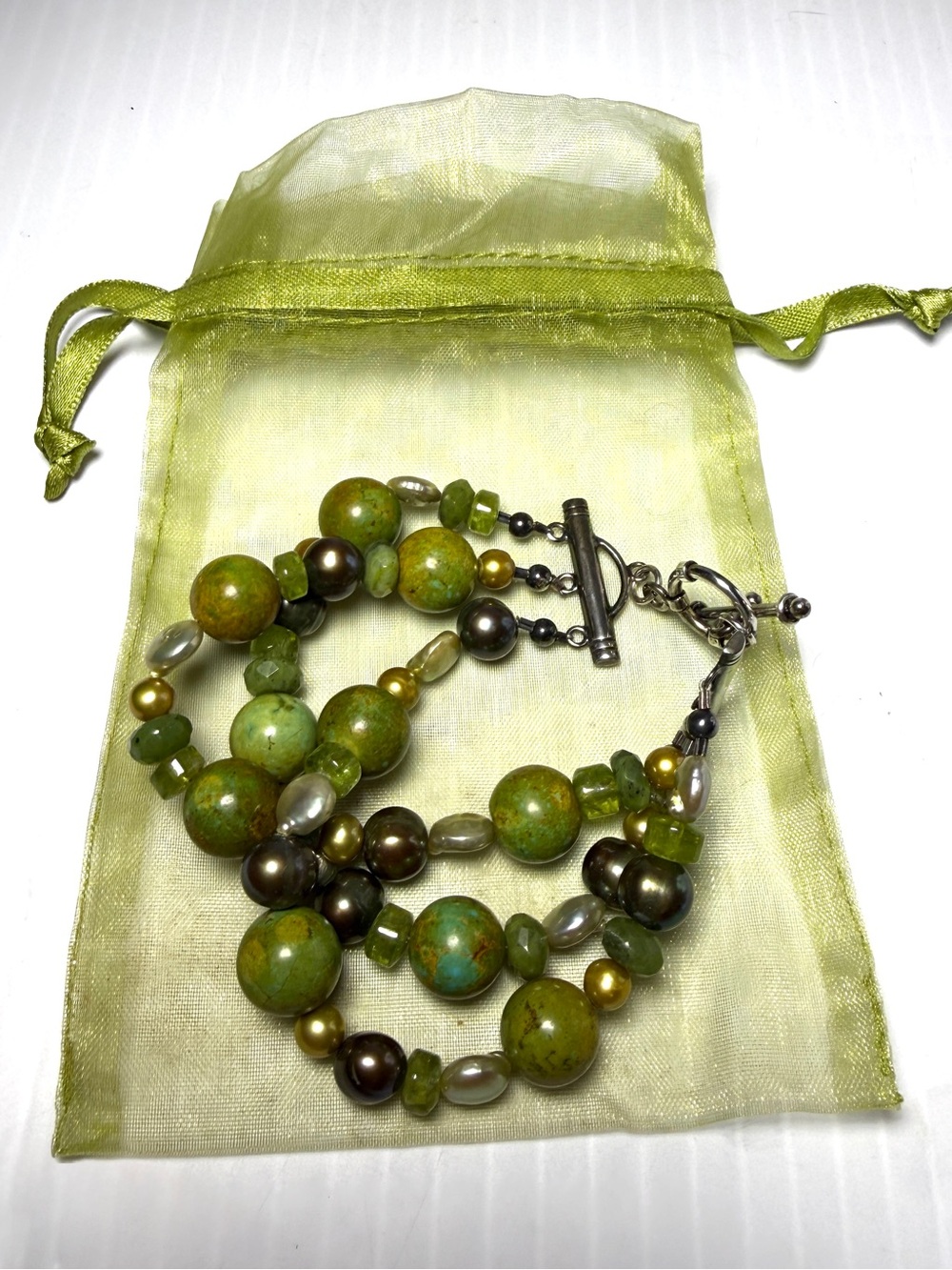 Green Multi-Strand Beaded Bracelet - Unbranded